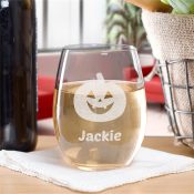 Engraved Halloween Stemless Wine Glass