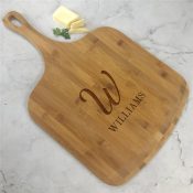 Engraved Family Initial and name Bamboo Pizza Board