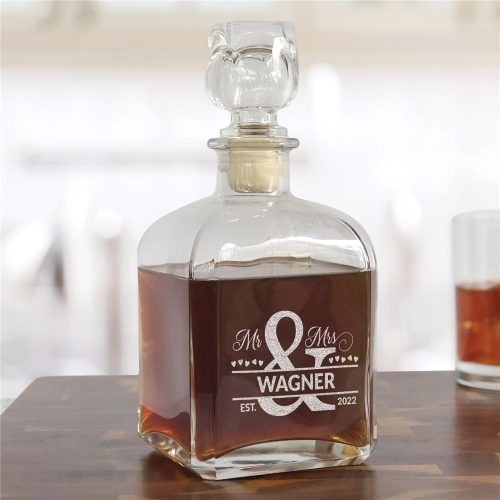Engraved Mr and Mrs Ampersand Decanter