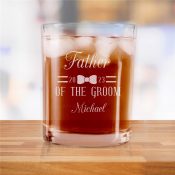 Engraved Wedding Party with Bow Tie Rocks Glass
