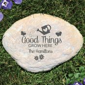 Engraved Good Thing Grow Here with Family Large Garden Stone