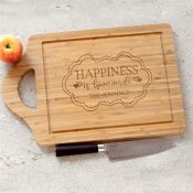 Engraved Happiness is Homemade Large Cutting Board