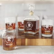 Engraved Groomsmen Circular Lines Decanter Set