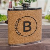 Engraved Groomsmen Circle Name Cork Flask