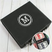 Engraved Groomsmen Stripes Circle Poker Set