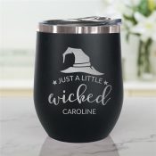 Engraved Just a Little Wicked Stemless Wine Tumbler