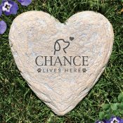 Engraved Puppy Profile with Heart Large Heart Shaped Garden Stone