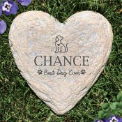 Engraved Best Dog Ever with Dog Large Heart Shaped Garden Stone