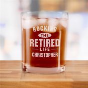 Engraved Rocking the Retired life Rocks glass