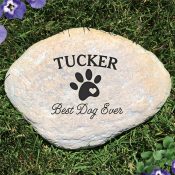 Engraved Best Dog Ever with heart in paw Garden Stone