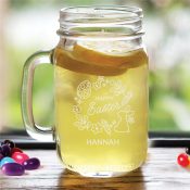 Engraved Happy Easter Wreath with Name Mason Jar
