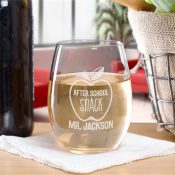 Engraved After School Snack Stemless Wine Glass