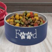 Engraved Food word with 2 paws Stainless Steel Pet Bowl