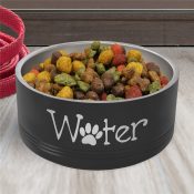 Engraved Water word with 1 paw Stainless Steel Pet Bowl