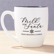 Engraved Milk for Santa Script White Bistro Mug