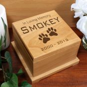 Engraved Pet Memorial Wooden Urn