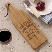 Engraved Mom Established Wine Bottle Cutting Board
