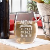 Engraved Mom Established Stemless Wine Glass