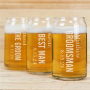Engraved Wedding Party Beer Can Glass