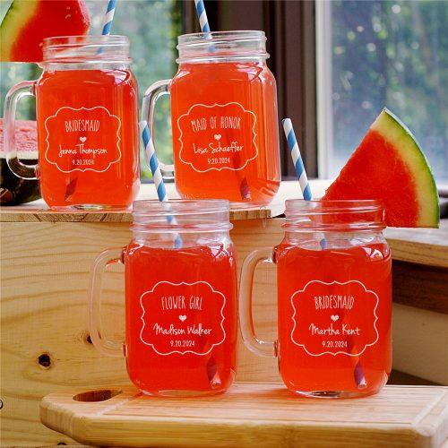 Wedding Party Personalized Mason Jar