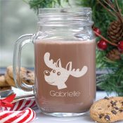 Engraved Reindeer Mason Jar