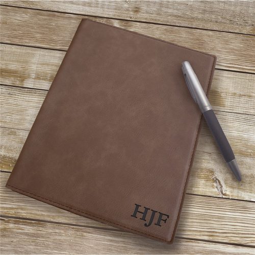 Engraved Dark Brown 3 Initial Portfolio