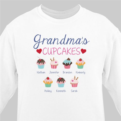 Personalized Grandmas Cupcakes White Sweatshirt