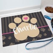 Personalized Heart Toe Paw Print Pet Food Mat
