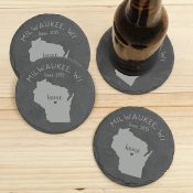 Personalized Home State Slate Coaster Set