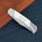 Engraved Initials White Bone Knife