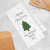 Personalized Family Name Christmas Tree Waffle Weave Towel