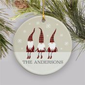 Personalized Gnome Round Ornament