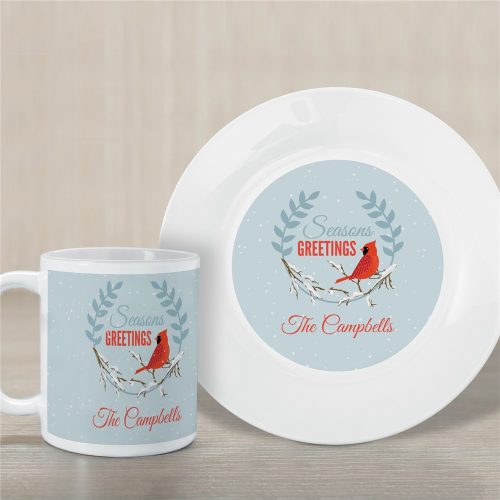 Personalized Seasons Greetings Plate And Mug Set