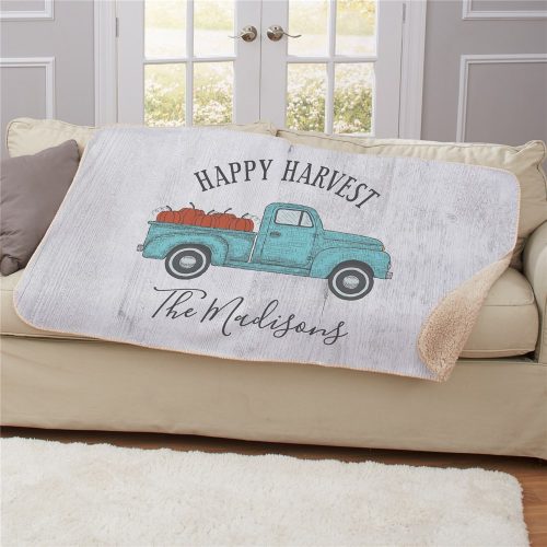 Personalized Happy Harvest Sherpa Throw