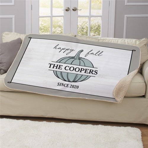 Personalized Happy Fall Sherpa Blanket