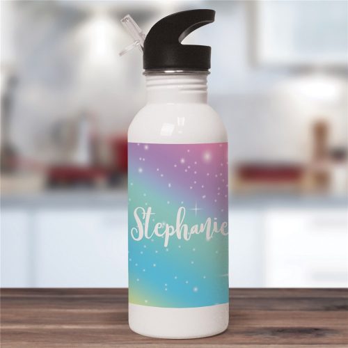 Personalized Rainbow Water Bottle