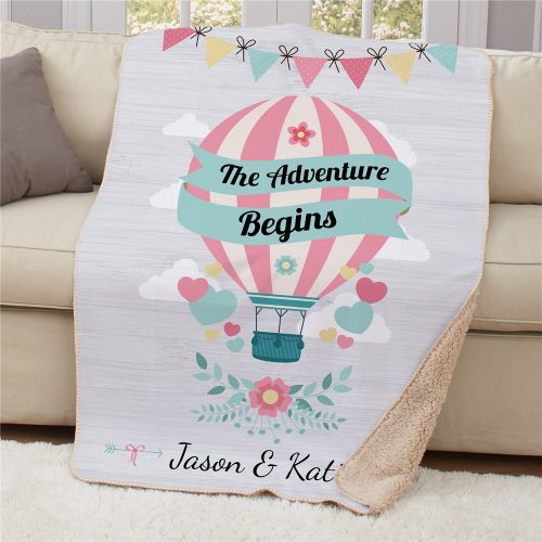 Personalized The Adventure Begins Sherpa Blanket