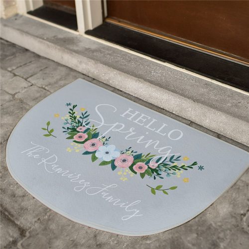 Personalized Hello Spring Half Moon Doormat