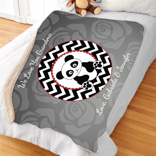 Personalized Love Panda Sherpa Blanket
