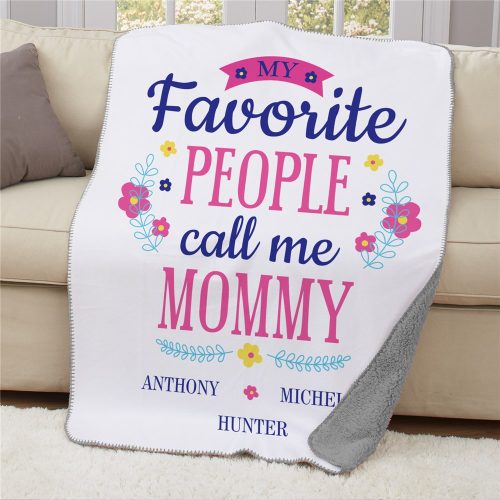 Personalized My Favorite People Call Me Floral Sherpa Blanket 50x60