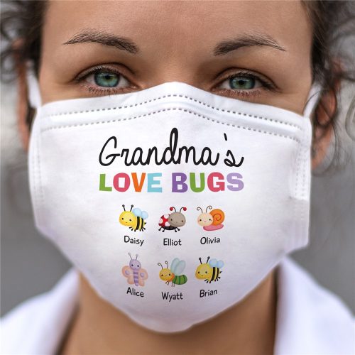 Personalized Grandma's Love Bugs Adult Face Mask