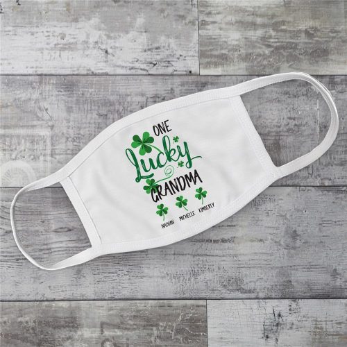 Personalized One Lucky Grandma Adult Face Mask