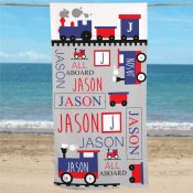 Personalized Train Beach Towel