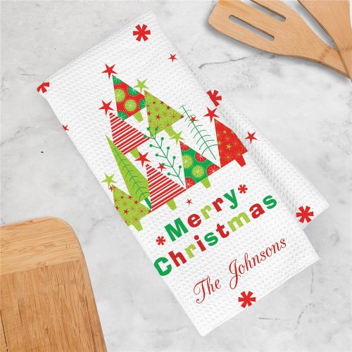 Personalized Christmas Waffle Weave Towel