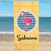 Personalized Summer Flamingo Beach Towel