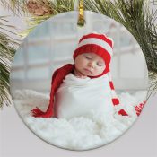 Personalized Circle Photo Christmas Ornament