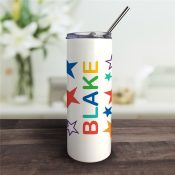Personalized Name with Stars Tumbler with Straw