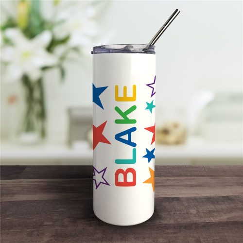 Personalized Name with Stars Tumbler with Straw