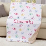 Personalized Butterflies Sherpa Blanket