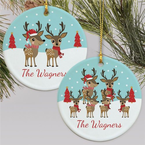 Personalized Reindeer Family Ceramic Ornament
